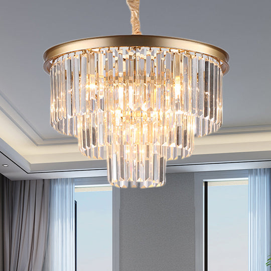 Minimalist Crystal Pendant Chandelier - Black/Gold Adjustable & 6/9/15-Light Options