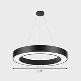Geometric Led Ceiling Light: Modern Acrylic Office Chandelier In Black / 31.5 Round