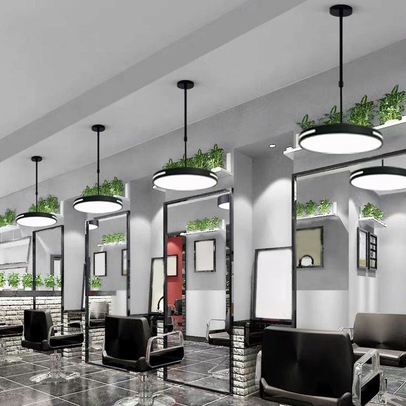 Sleek Led Pendant Chandelier - Circular Acrylic Meeting Room Light Fixture