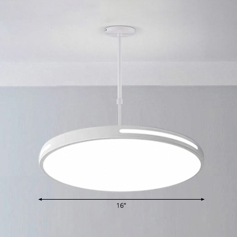 Sleek Led Pendant Chandelier - Circular Acrylic Meeting Room Light Fixture White / 16’ Third Gear