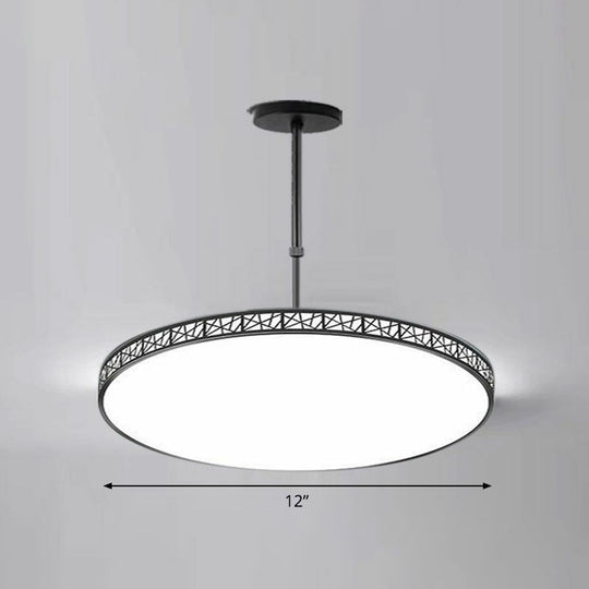 Modern Metallic Hollow-Carved Led Chandelier For Conference Room Lighting Black / 12 Third Gear