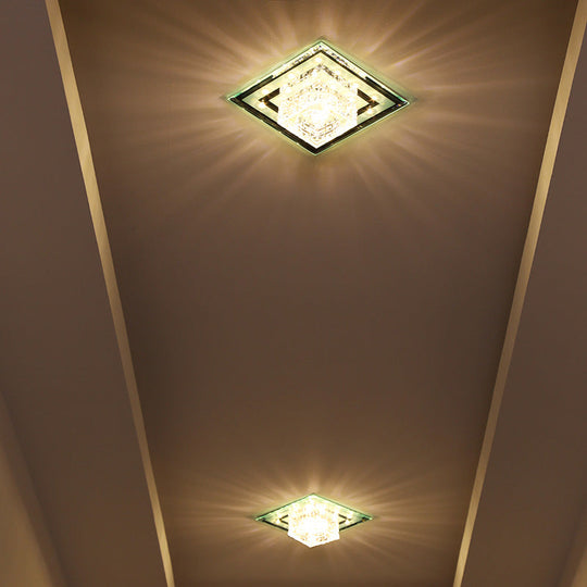 Geometric Passage Led Flush Mount Crystal Block Ceiling Light