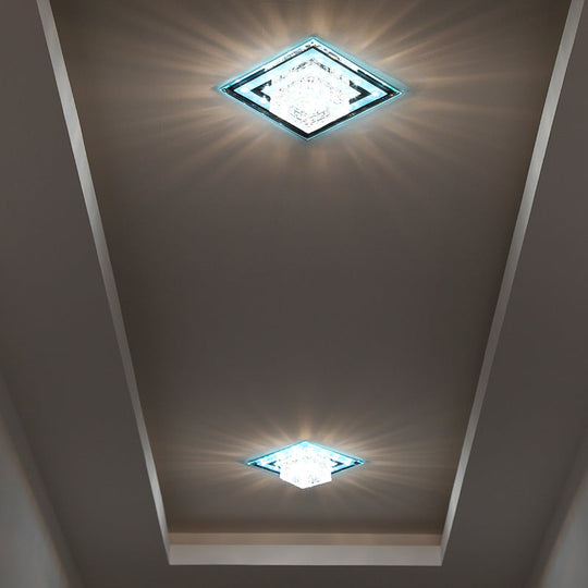 Geometric Passage Led Flush Mount Crystal Block Ceiling Light
