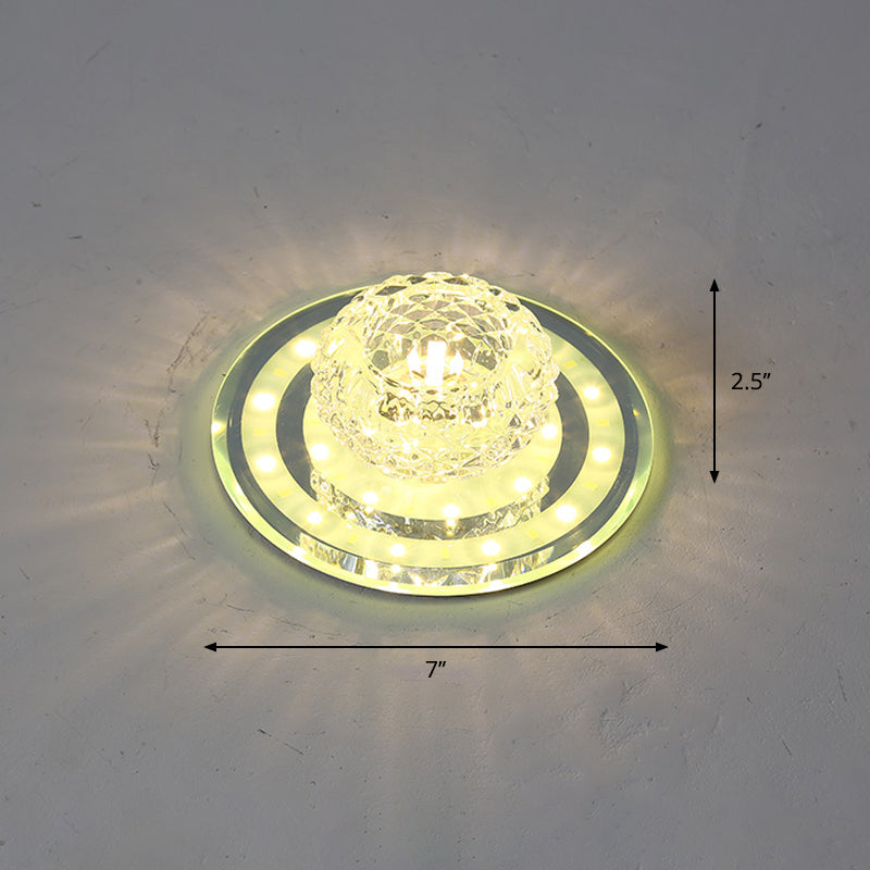 Geometric Passage Led Flush Mount Crystal Block Ceiling Light Clear / Warm Round