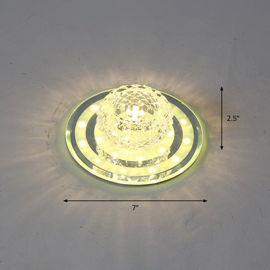 Geometric Passage Led Flush Mount Crystal Block Ceiling Light Clear / Warm Round