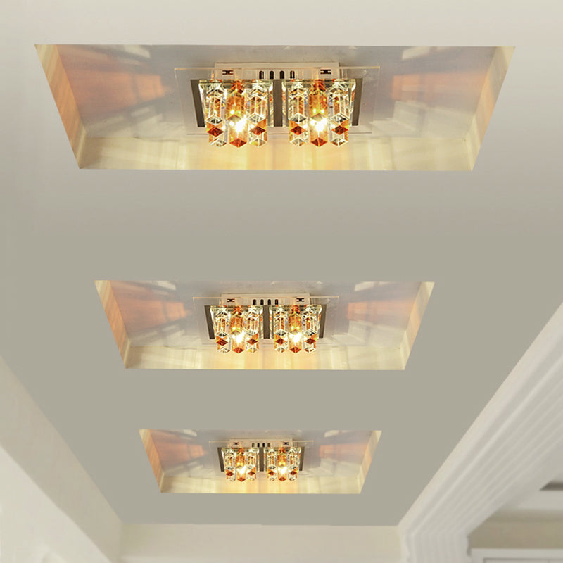 Modern Led Crystal Flush Ceiling Light Fixture - Rectangular Corridor