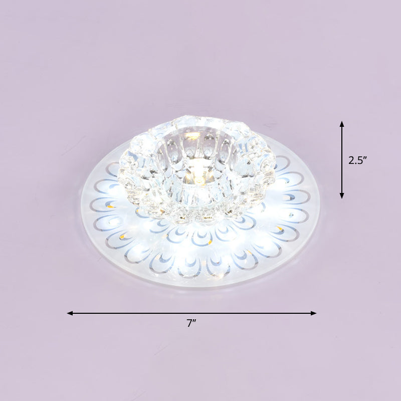Contemporary Crystal Clear Led Flush Ceiling Light For Entryway - Blossom Mount