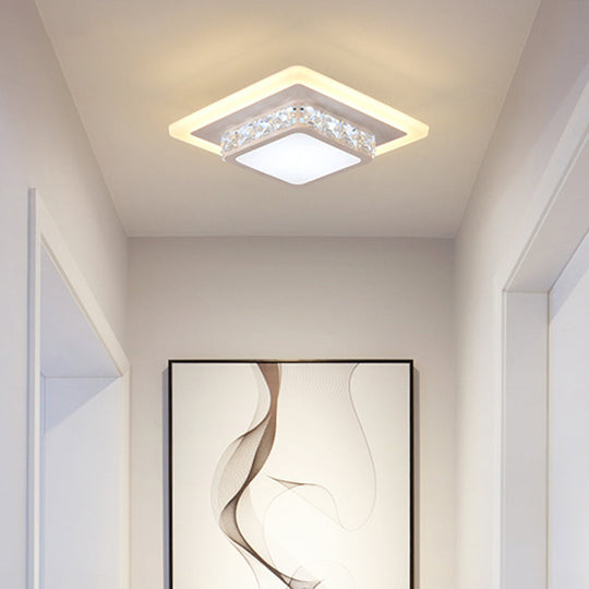 Mini Led Crystal Flush Mount Light For Elegant Corridors - Simplicity In Ceiling Lighting