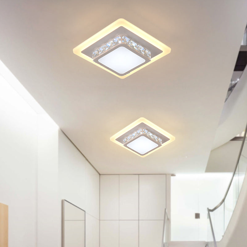 Mini Led Crystal Flush Mount Light For Elegant Corridors - Simplicity In Ceiling Lighting
