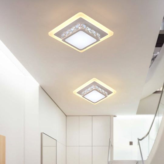 Mini Led Crystal Flush Mount Light For Elegant Corridors - Simplicity In Ceiling Lighting