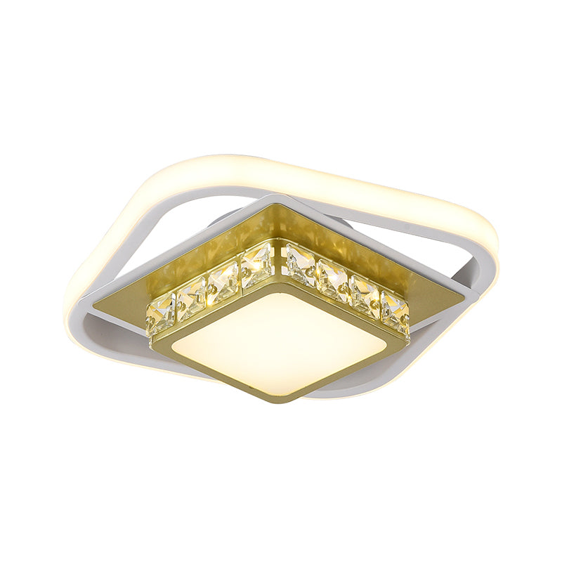 Acrylic Led Flush Ceiling Light: Square Nordic Style With Crystal Accent Ideal For Entryways