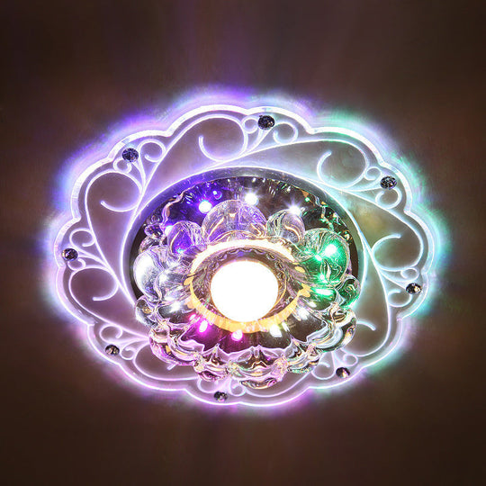 Minimalist Crystal Entryway Led Flush Mount – Blossom Lighting In Clear / Multi Color