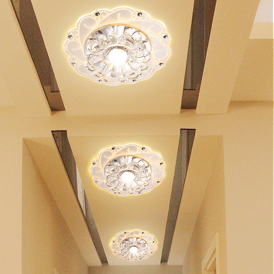 Minimalist Crystal Entryway Led Flush Mount Blossom Lighting In Clear / Warm
