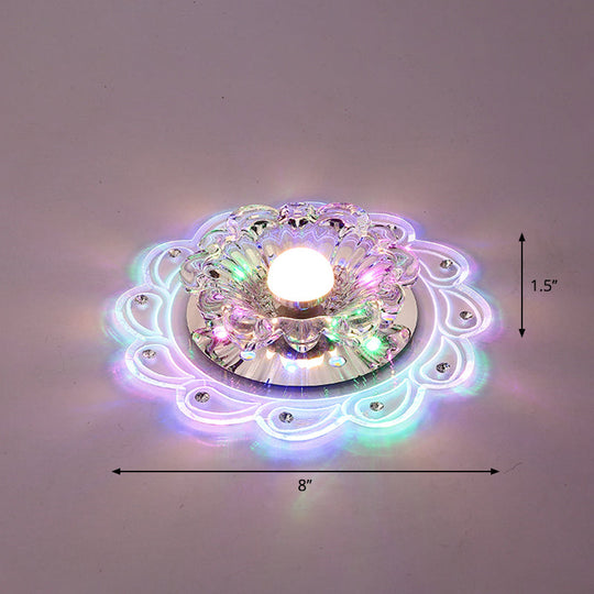 Crystal Clear Led Flush Mount Ceiling Light For Foyer - Blossom Simplicity / Multi Color