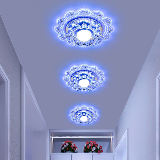 Crystal Clear Led Flush Mount Ceiling Light For Foyer - Blossom Simplicity