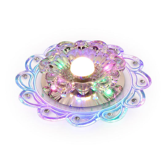 Crystal Clear Led Flush Mount Ceiling Light For Foyer - Blossom Simplicity
