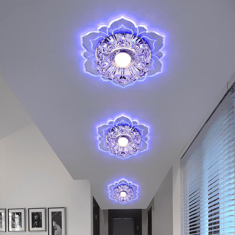 Modern Clear Led Flush Ceiling Light For Foyer - Blossom Shade Crystal