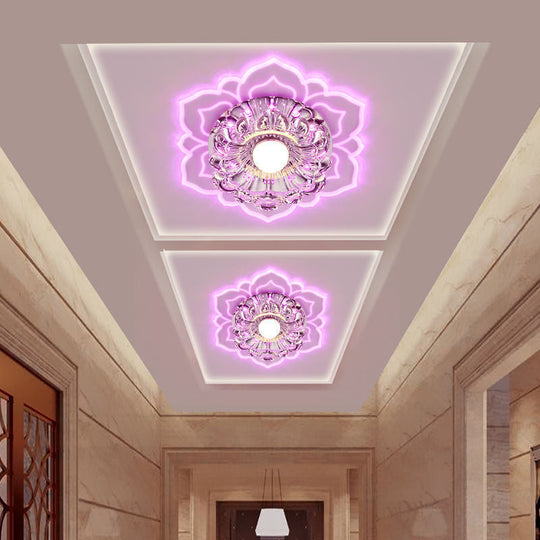 Modern Clear Led Flush Ceiling Light For Foyer - Blossom Shade Crystal