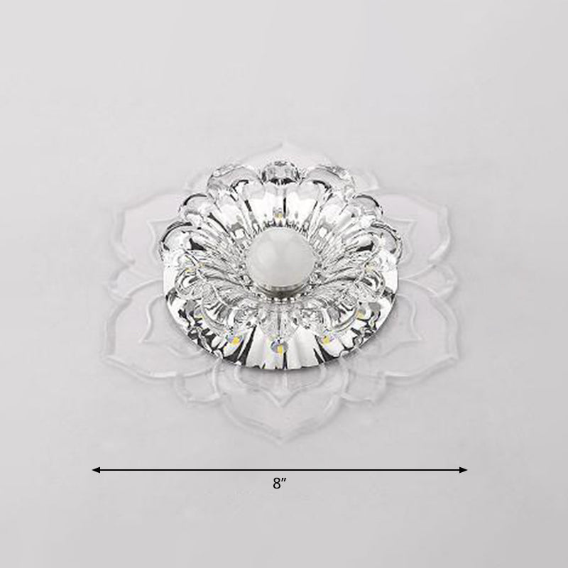Modern Clear Led Flush Ceiling Light For Foyer - Blossom Shade Crystal