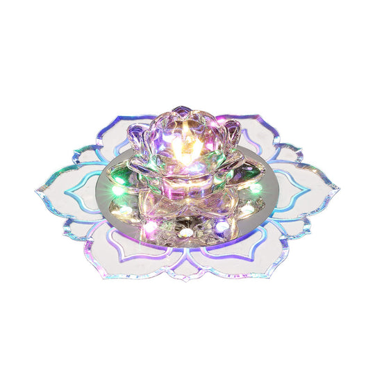 Modern Crystal Led Flush Mount Ceiling Light For Hallway - Clear Blossom Design