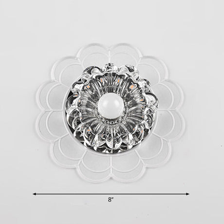 Led Crystal Corridor Ceiling Light - Flower Shade Flush Mount