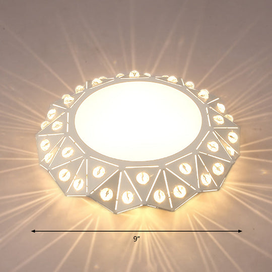 Modern Acrylic Led Ceiling Light In White For Foyer - Flush Mount Fixture / Warm
