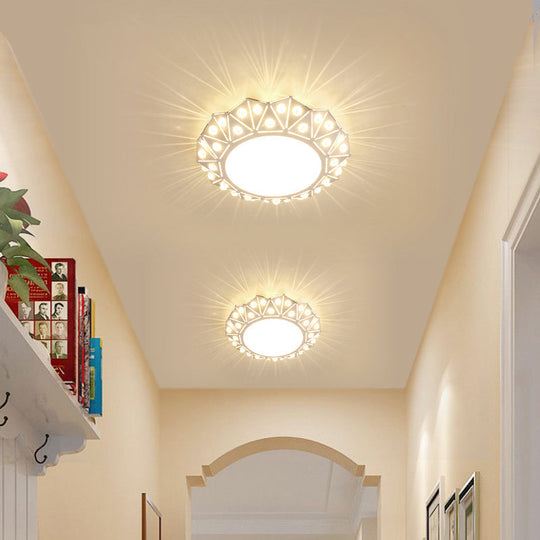 Modern Acrylic Led Ceiling Light In White For Foyer - Flush Mount Fixture