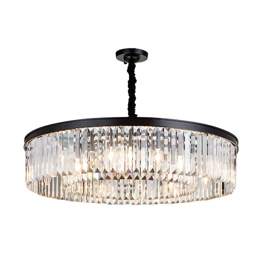 Modern Round Crystal Chandelier - Black Flush Mount Light Multiple Sizes And Options Available