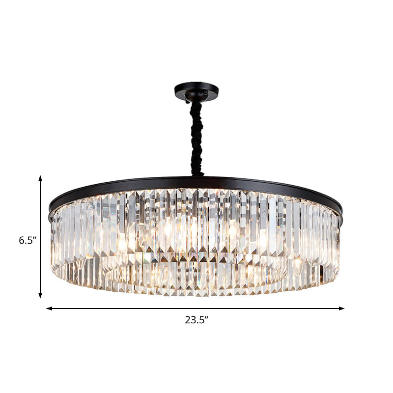 Modern Round Crystal Chandelier - Black Flush Mount Light Multiple Sizes And Options Available