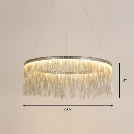 Modern Fringed Round Ceiling Pendant Light For Living Room Silver / 23.5’’