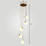 Simplicity Opal Glass Multi Light Pendant - Spiral Globe Stairwell Hanging Lighting 5 / Bronze