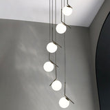 Simplicity Opal Glass Multi Light Pendant - Spiral Globe Stairwell Hanging Lighting