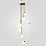Simplicity Opal Glass Multi Light Pendant - Spiral Globe Stairwell Hanging Lighting 6 / Bronze