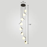 Simplicity Opal Glass Multi Light Pendant - Spiral Globe Stairwell Hanging Lighting 8 / Black