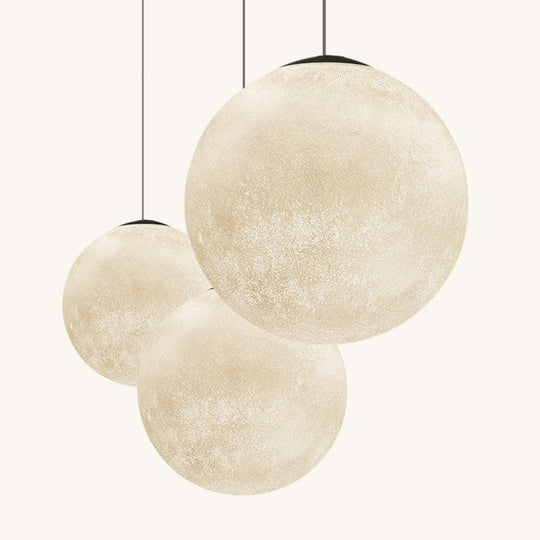 Artistic Moon Restaurant Led Suspension Lamp - White Metal Hanging Ceiling Light