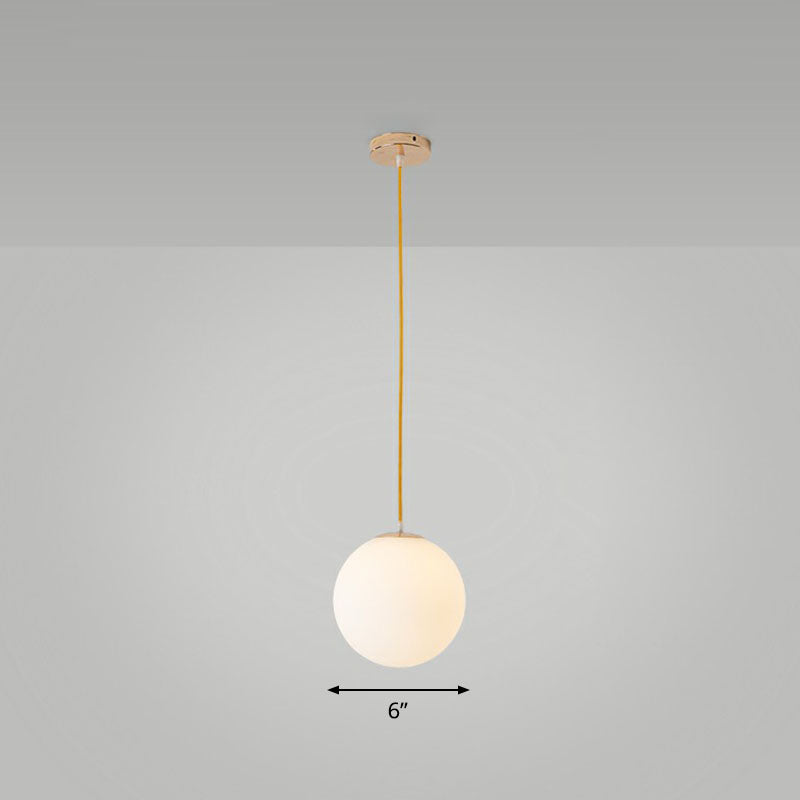 Sleek White Glass Pendant Light For Minimalist Table Settings / 6’