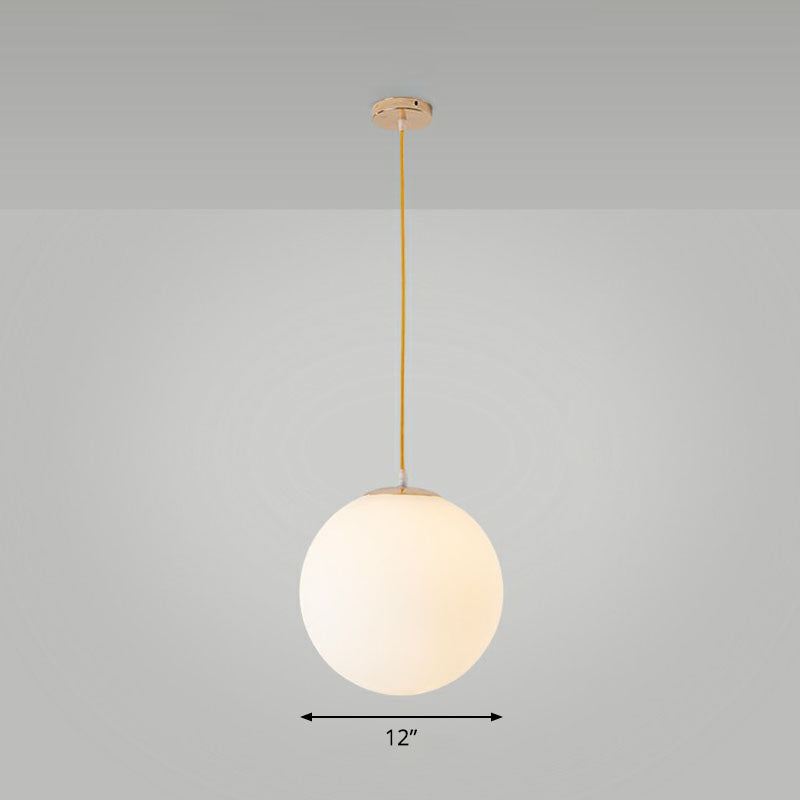 Sleek White Glass Pendant Light For Minimalist Table Settings / 12’