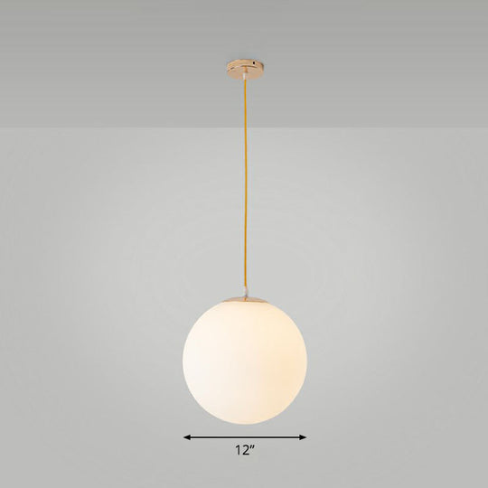 Sleek White Glass Pendant Light For Minimalist Table Settings / 12’