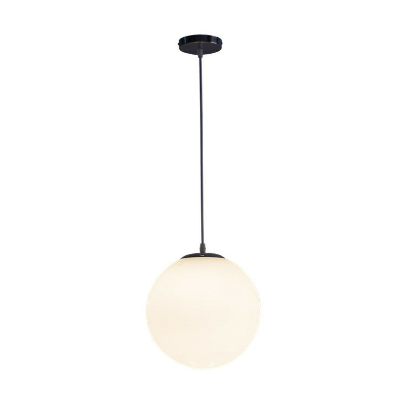 White Glass Pendant Light – Single Sphere Downlight For Restaurants