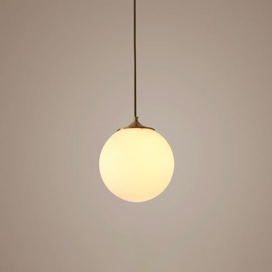Modern Frosted White Glass Pendant Light For Dining Room With Global Suspension - 1 Bulb / 6’