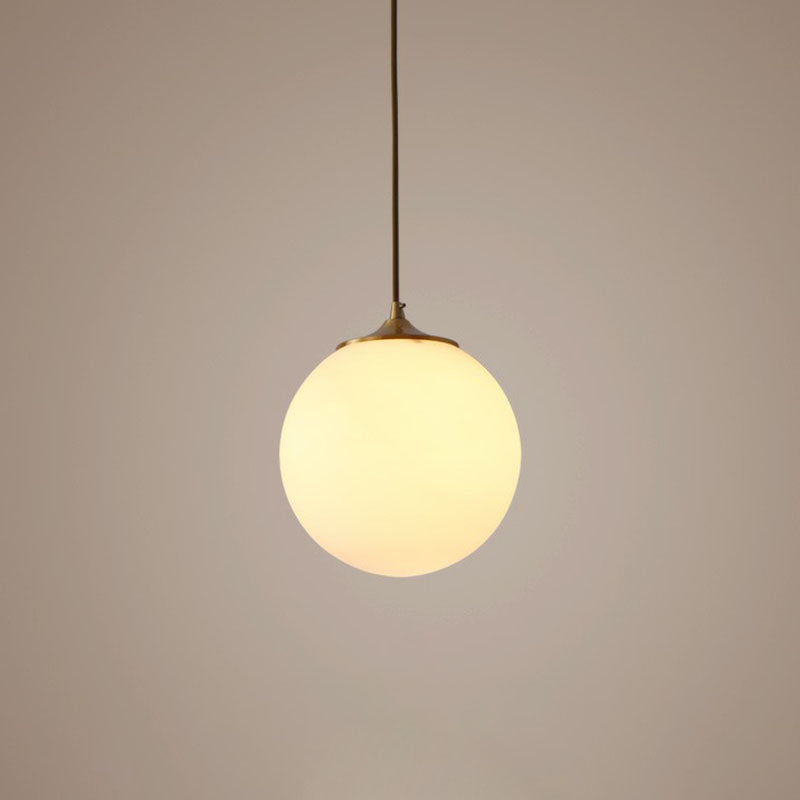 Sleek Frosted White Glass Pendant Light With Global Suspension - Ideal For Dining Rooms 1 Bulb Drop