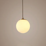 Sleek Frosted White Glass Pendant Light With Global Suspension - Ideal For Dining Rooms 1 Bulb Drop