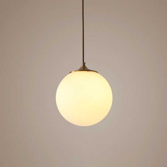 Sleek Frosted White Glass Pendant Light With Global Suspension - Ideal For Dining Rooms 1 Bulb Drop