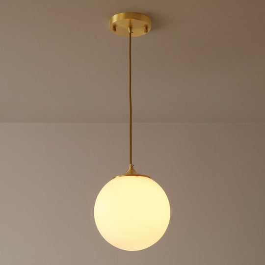 Modern Frosted White Glass Pendant Light For Dining Room With Global Suspension - 1 Bulb