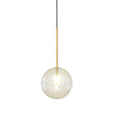 Minimalist Hand-Blown Glass Globe Pendant Light In Gold Finish - Ceiling Hanging Lamp