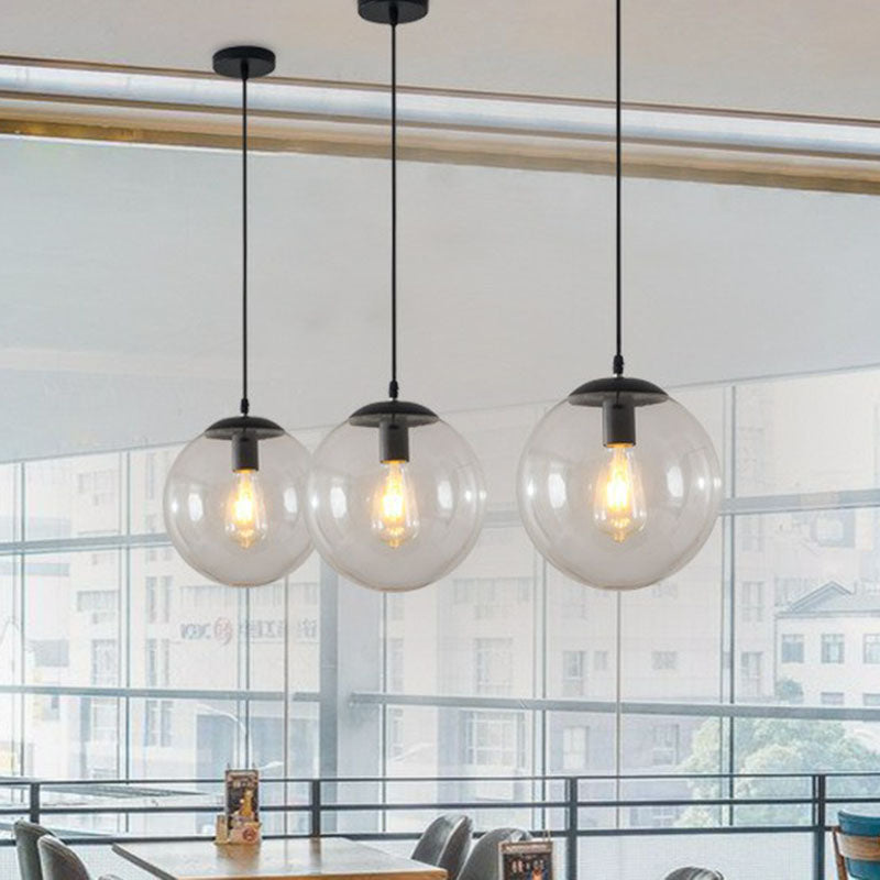 Simple Black Glass Pendant Light With Single-Bulb For Restaurant Ceilings