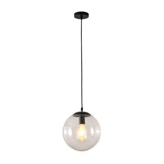 Simple Black Glass Pendant Light With Single-Bulb For Restaurant Ceilings