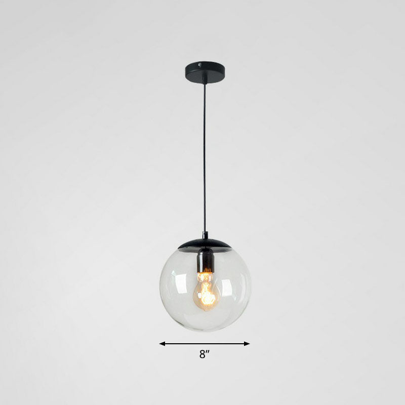 Minimalist Clear Glass Globe Pendant Light For Restaurants Black / 8 B
