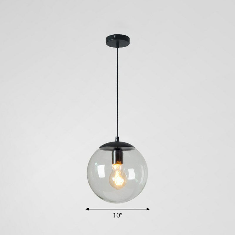 Minimalist Clear Glass Globe Pendant Light For Restaurants Black / 10 B