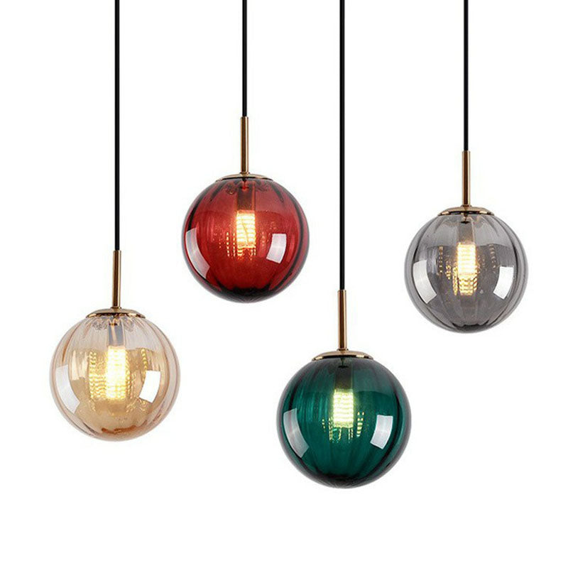 Contemporary Multi-Color Glass Ball Pendulum Pendant Light For Dining Table